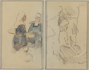 Twee Bretonse Vrouwen; Landschap [recto]