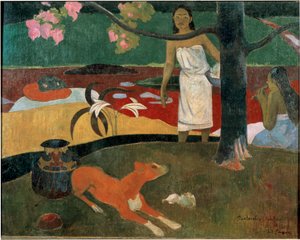 Twee Tahitiaanse vrouwen en een hond (Tahitiaanse pastorale)
