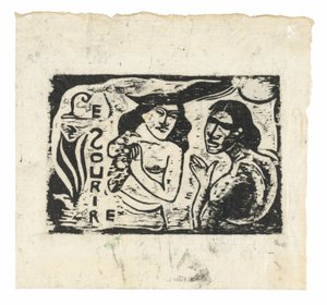 Twee Vrouwen Kletsen, vignet voor Le Sourire door Paul Gauguin
