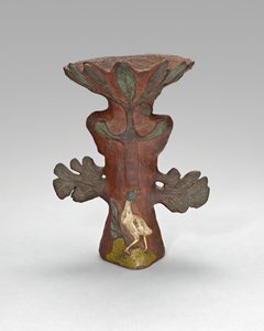 Vaas in de vorm van een tropische plant met vogel en godheid, 1887-88 door Paul Gauguin