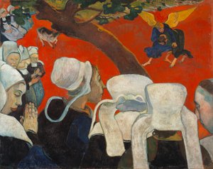 Visioen na de Preek Jakob worstelt met de Engel, 1888 door Paul Gauguin