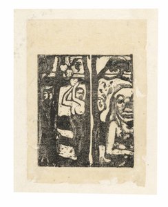 Vrouw die fruit plukt en Oviri door Paul Gauguin
