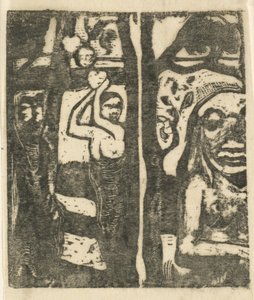 Vrouw die fruit plukt en de wilde Femme cueillant des fruits et oviri, 1894-1895 door Paul Gauguin