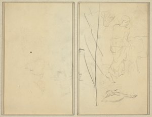 Vrouw met Koe en Gans; Tegenafdruk [verso] door Paul Gauguin