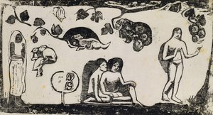 Vrouwen, dieren en gebladerte, 1895-1903 door Paul Gauguin