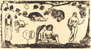 Vrouwen, Dieren en Bladmotieven, in of na 1895 door Paul Gauguin