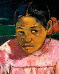 Vrouwen van Tahiti of Op het strand (detail) door Paul Gauguin