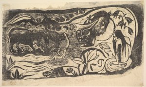 Houtsnede met een Gehoofd Hoofd, 1898-99 door Paul Gauguin