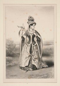 (CHATELAINE MOYEN AGE.) door Paul Gavarni