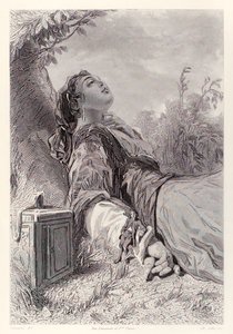 Gulliver en Glumdalclitch, uit de Franse editie van Gullivers Reizen door Jonathan Swift