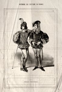 Histoire du Costume en France: Juges diseurs, 1843 door Paul Gavarni