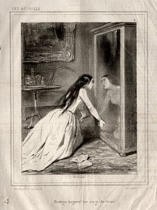 Les Actrices: Protegez Seigneur! un vierge chrétienne, 1843 door Paul Gavarni
