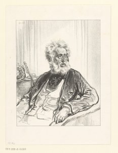 Oude man met witte baard en bril door Paul Gavarni