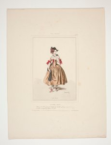 PAYSANNE BASQUE. Chapeau de velours garni de houppes de chenille. door Paul Gavarni