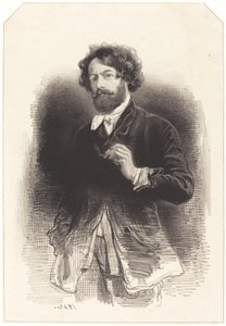 Zelfportret met een sigaret door Paul Gavarni