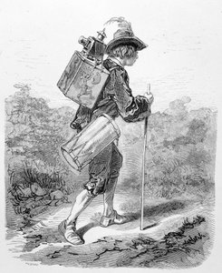 Regen van beelden onderweg door Gavarni (gravure)