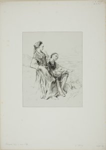 Zonder titel (Twee Baskische meisjes) door Paul Gavarni