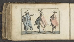 Drie acteurs met lange mantels door Paul Göttich