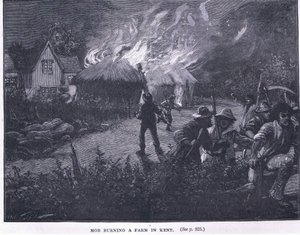 Menigte die een boerderij in Kent in brand steekt in 1830 door Paul Hardy
