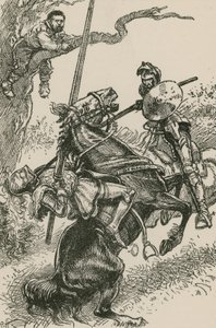 De Ridder van de Spiegels werd, tegen zijn wil, over de achtersteven van zijn paard gejaagd door Paul Hardy