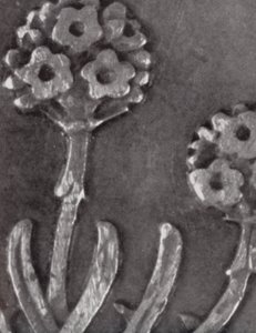 Detail van een munt van drie pence door Paul Henning