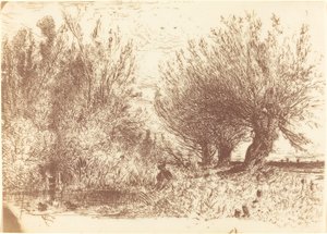 Oevers van een rivier door Paul Huet
