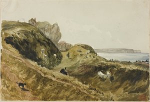 De kliffen bij Dieppe door Paul Huet