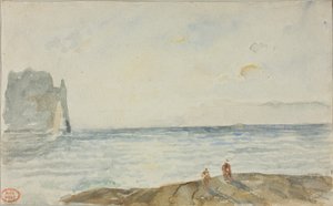 Uitzicht op Étretat door Paul Huet