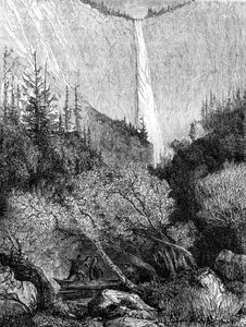Waterval, Yosemite National Park, Californië, 19e eeuw