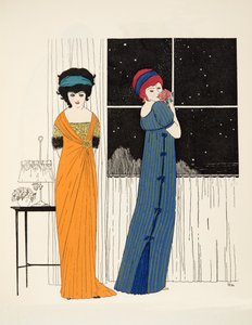 Twee empire lijn jurken uit Les Robes de Paul Poiret gepubliceerd 1908