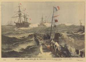 Aanval op een vlaggenschip door torpedoboten door Paul Jobert