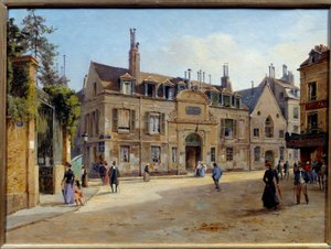 Zicht op het voormalige Pie ziekenhuis in de rue Lacepede in Parijs door Paul Joseph Victor Dargaud