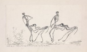 Candide, hoofdstuk 16. Terwijl twee apen hen volgden en in hun billen beten, 1911 door Paul Klee