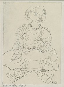 Kind met een speelgoed door Paul Klee