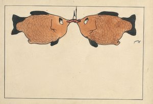 Zonder titel (Twee vissen, een vishaak, een worm). 1901