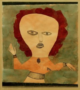 Acteur als vrouw door Paul Klee