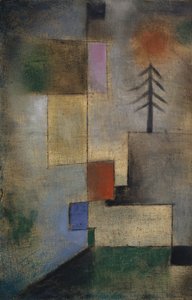 Kleine Schilderij van Dennenbomen door Paul Klee