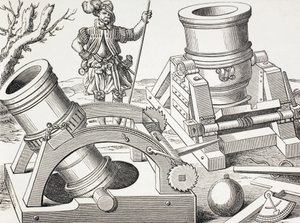 16e eeuwse mortieren op beweegbare wagens. door Paul Lacroix