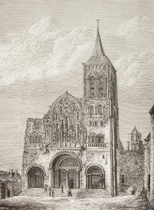 Abdijkerk van de Magdelene, Vezelay, Frankrijk, waar St Bernard de Tweede Kruistocht predikte in 1146. door Paul Lacroix