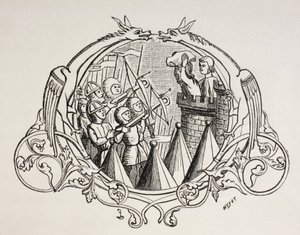 Aanval op een versterkte plaats, naar een dertiende-eeuwse miniatuur. door Paul Lacroix