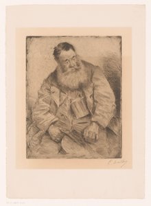 Portret van een zittende man met baard door Paul Mathey (signed by artist)