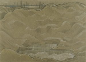 Een granaattrechter door Paul Nash