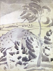 Heuvel en boom door Paul Nash