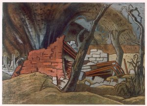 Exploderende granaat, uit Britse kunstenaars aan het front, Vervolg van het Westelijk Front, Deel Drie, Paul Nash door Paul Nash