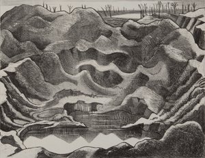 De mijnkrater, Hill 60, Ieper Salient door Paul Nash