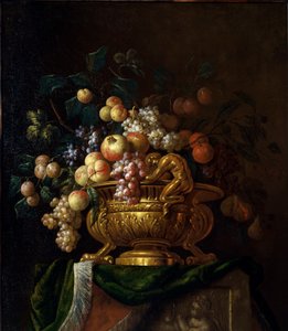 Stilleven met vaas en granaatappels