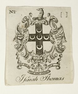 Boekplaat voor Isaiah Thomas (1749-1831), c. 1765-1770 door Paul Revere