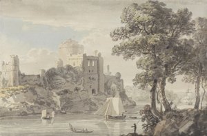 Een Kasteel aan de Rivier door Paul Sandby
