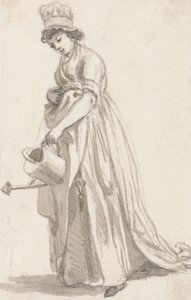 Een Meisje met een Gieter naar Links- Sarah Hough, Kindermeisje van Mevrouw T.P. Sandby