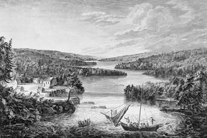 Een uitzicht op Miramichi, een Franse nederzetting in de Golf van St. Laurence, 1760